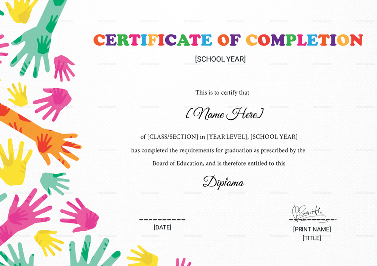 Certificate Of Completion Word Template