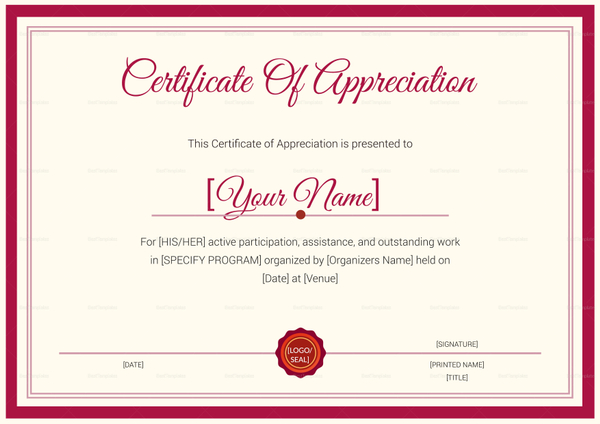 Thank You Certificate Design Template in PSD, Word