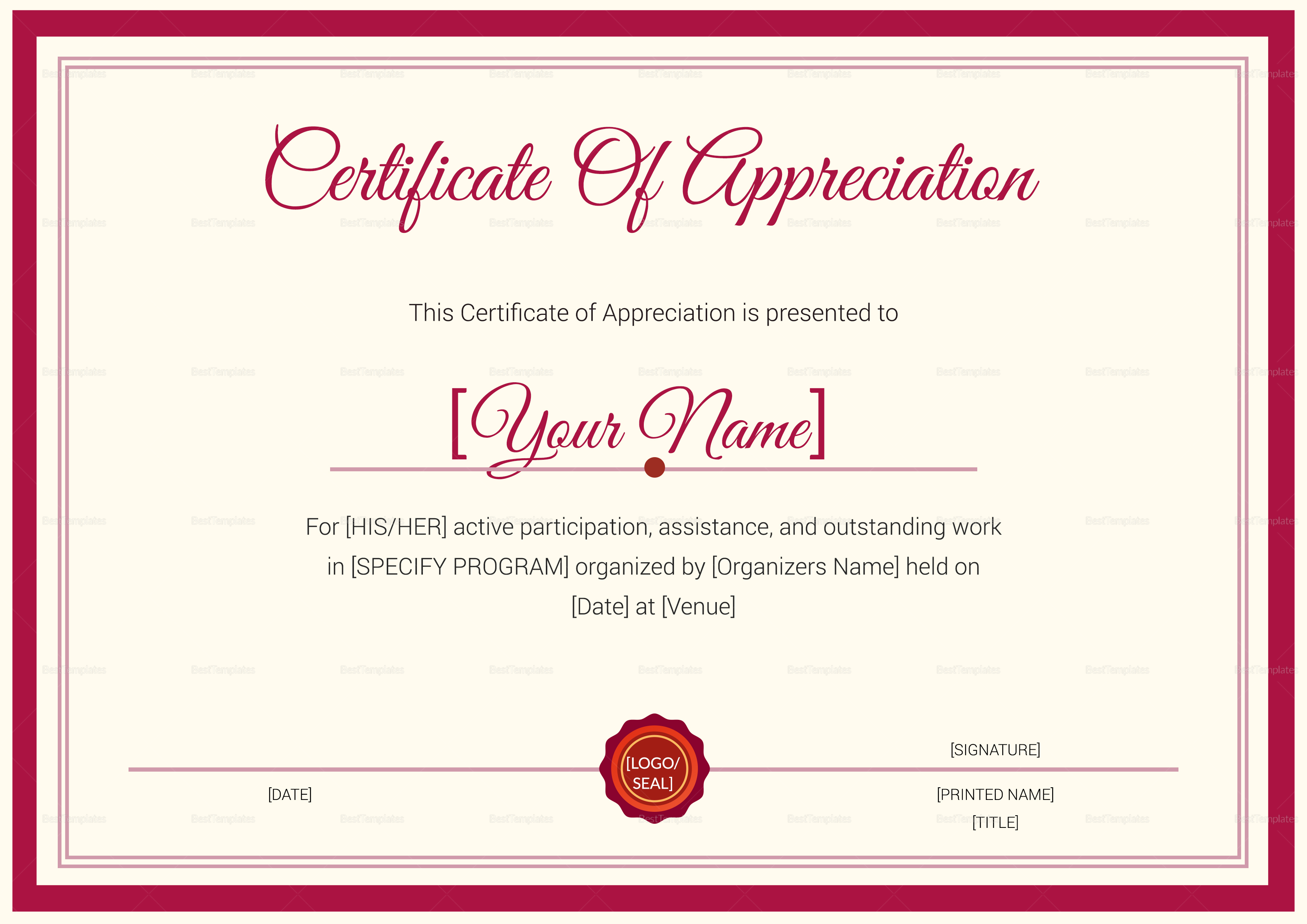 Thank You Certificate Design Template In PSD Word