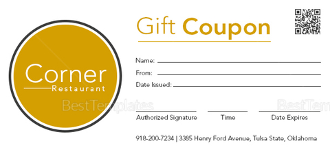 Restaurant Gift Coupon Design Template in PSD, Word, Publisher ...