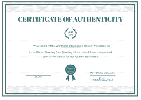 Brand Authenticity Certificate Design Template in PSD, Word