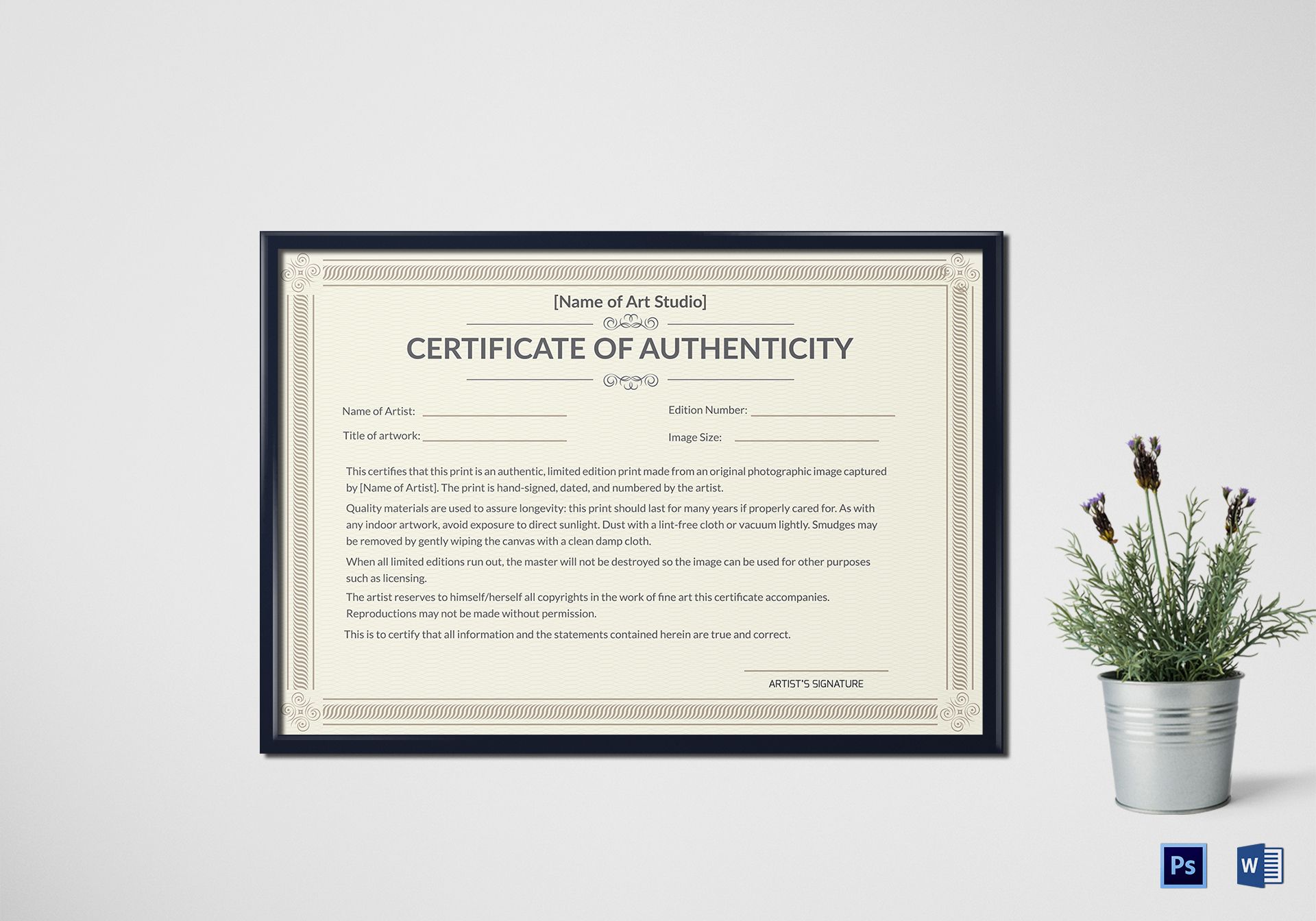 Word Certificate Of Authenticity Template