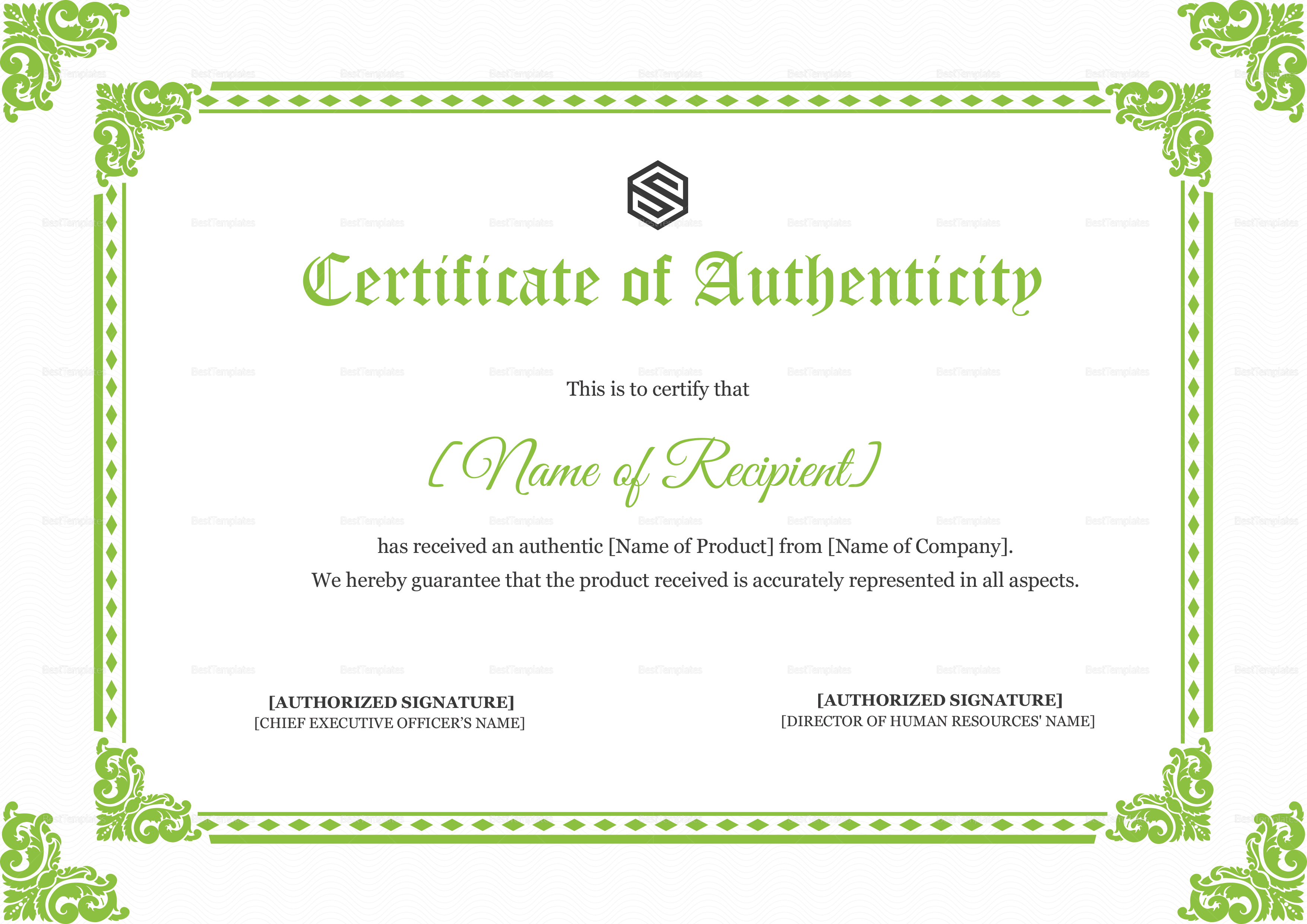 free certificate of authenticity word template