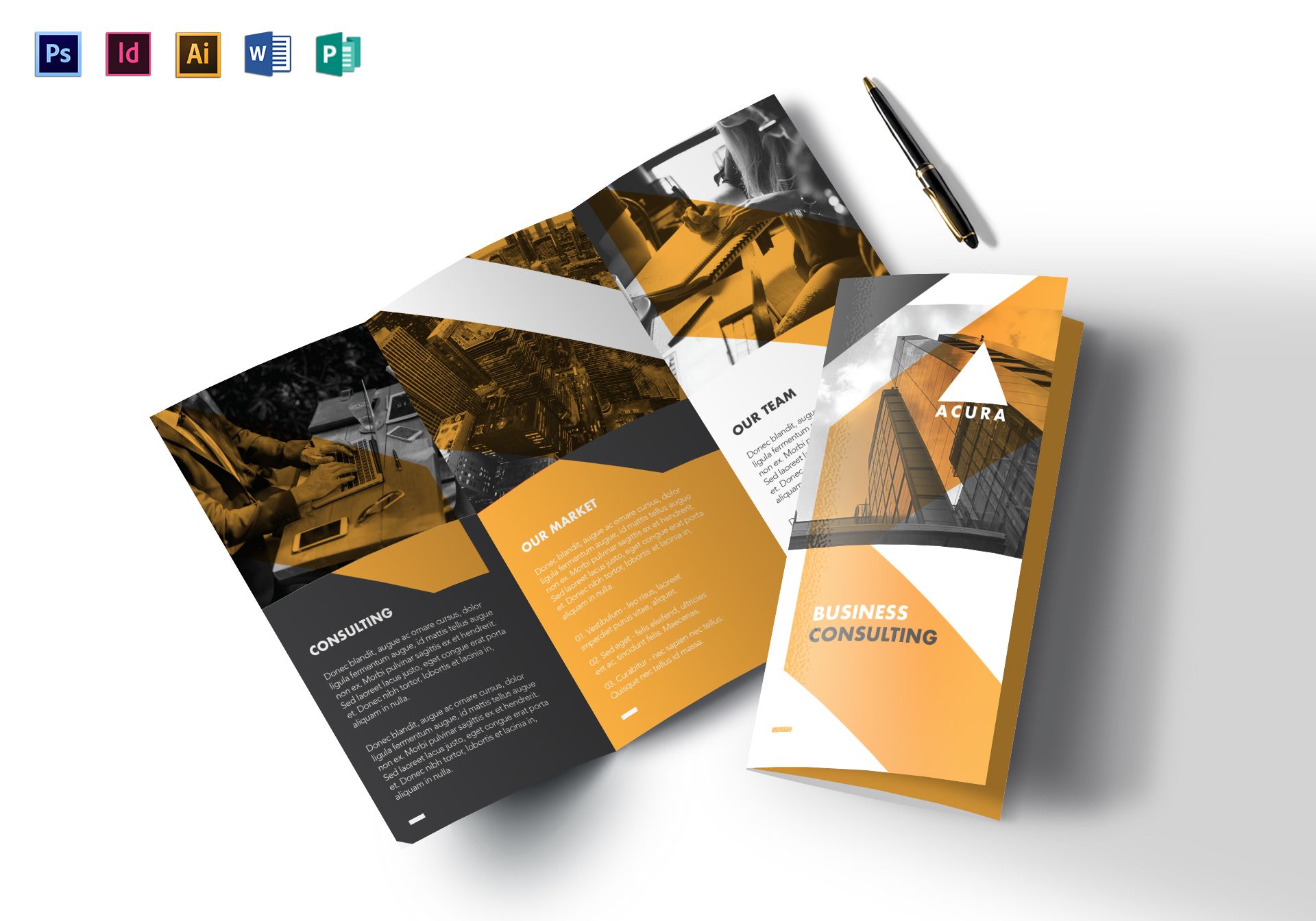 Trifold Business Brochure Design Template in PSD, Word, Publisher