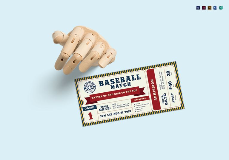 baseball ticket design template in psd word publisher