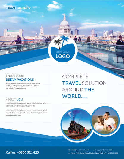 Tourist Travel Flyer Design Template in Word, PSD, Publisher