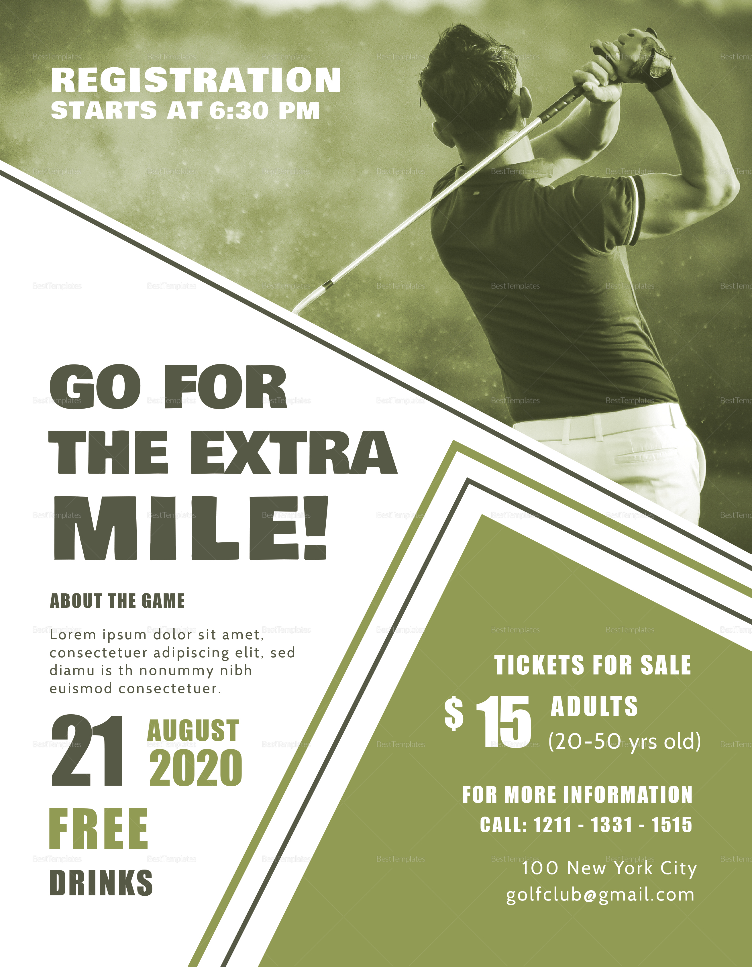 Golf Club Event Flyer Design Template In PSD Word Publisher 