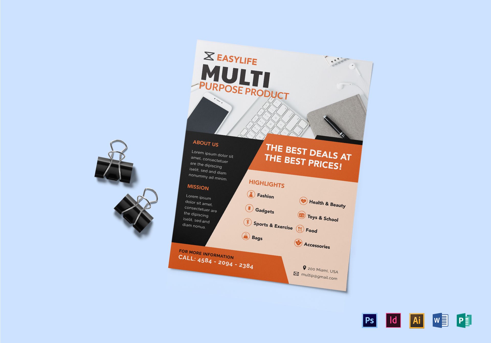 Multi Purpose Product Flyer Design Template in PSD, Word, Publisher