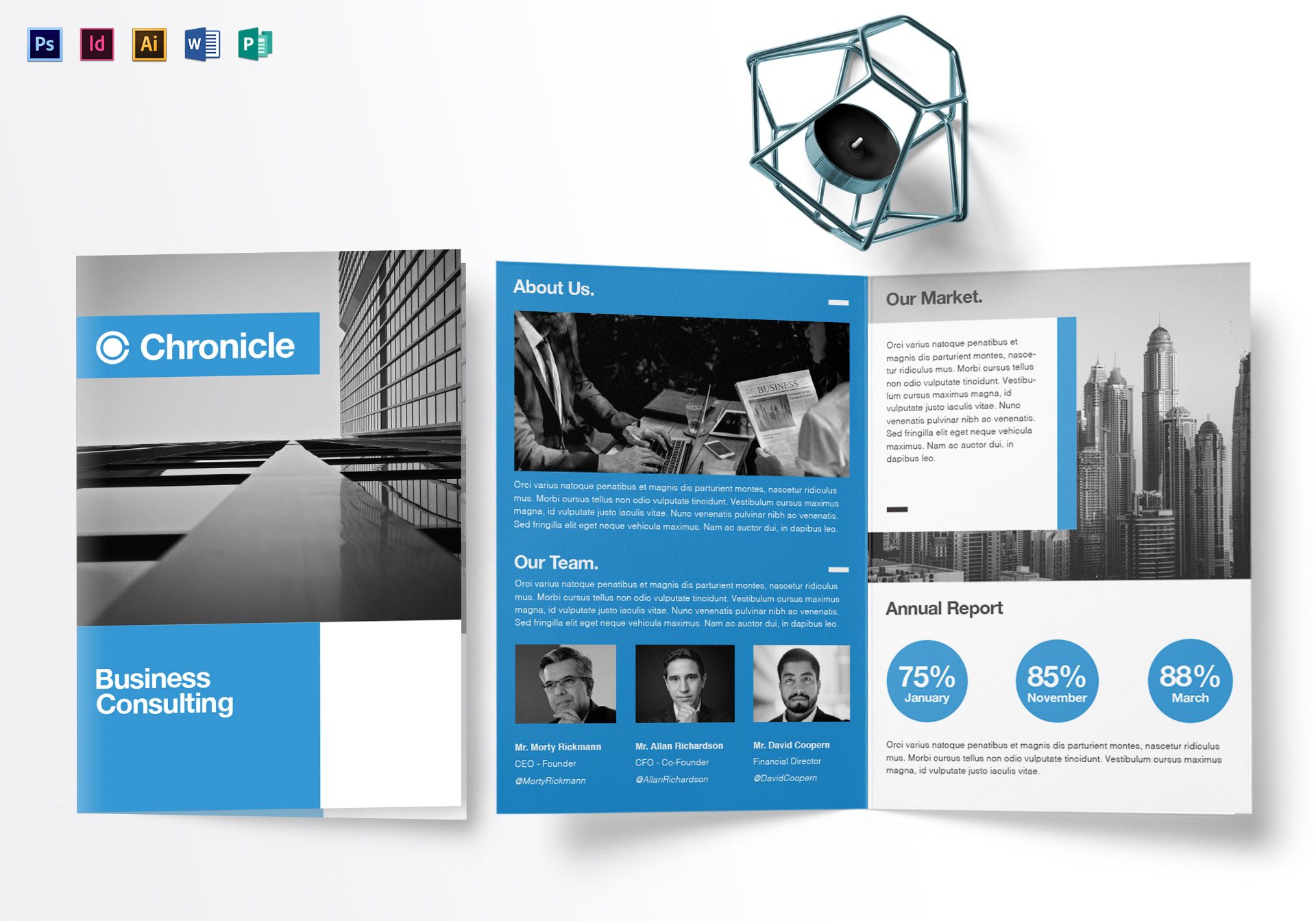 A4 Business Half Fold Brochure Design Template in PSD, Word