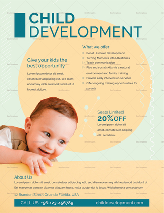 Child Development Flyer Design Template in PSD, Word, Publisher ...