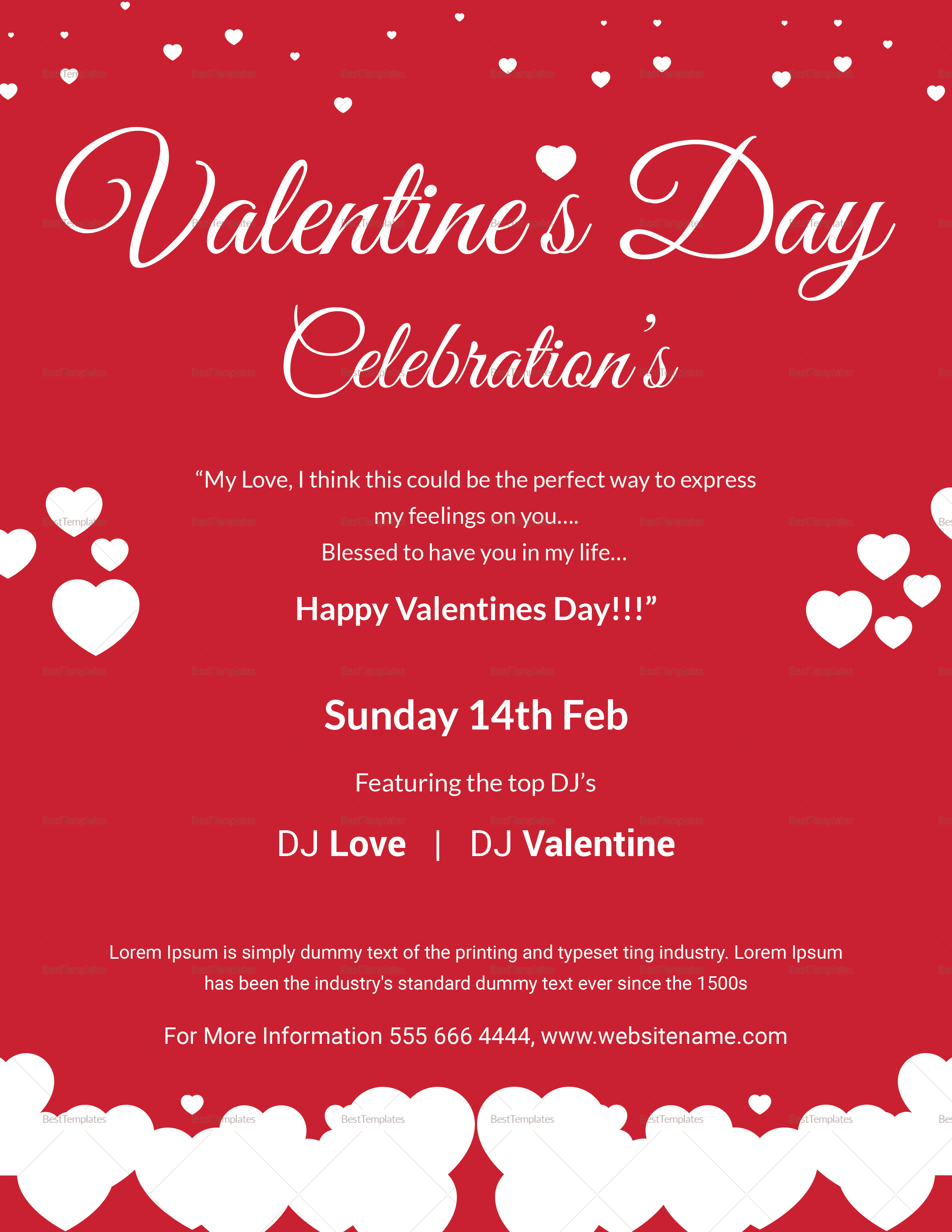 Valentine Day Celebrations Flyer Template