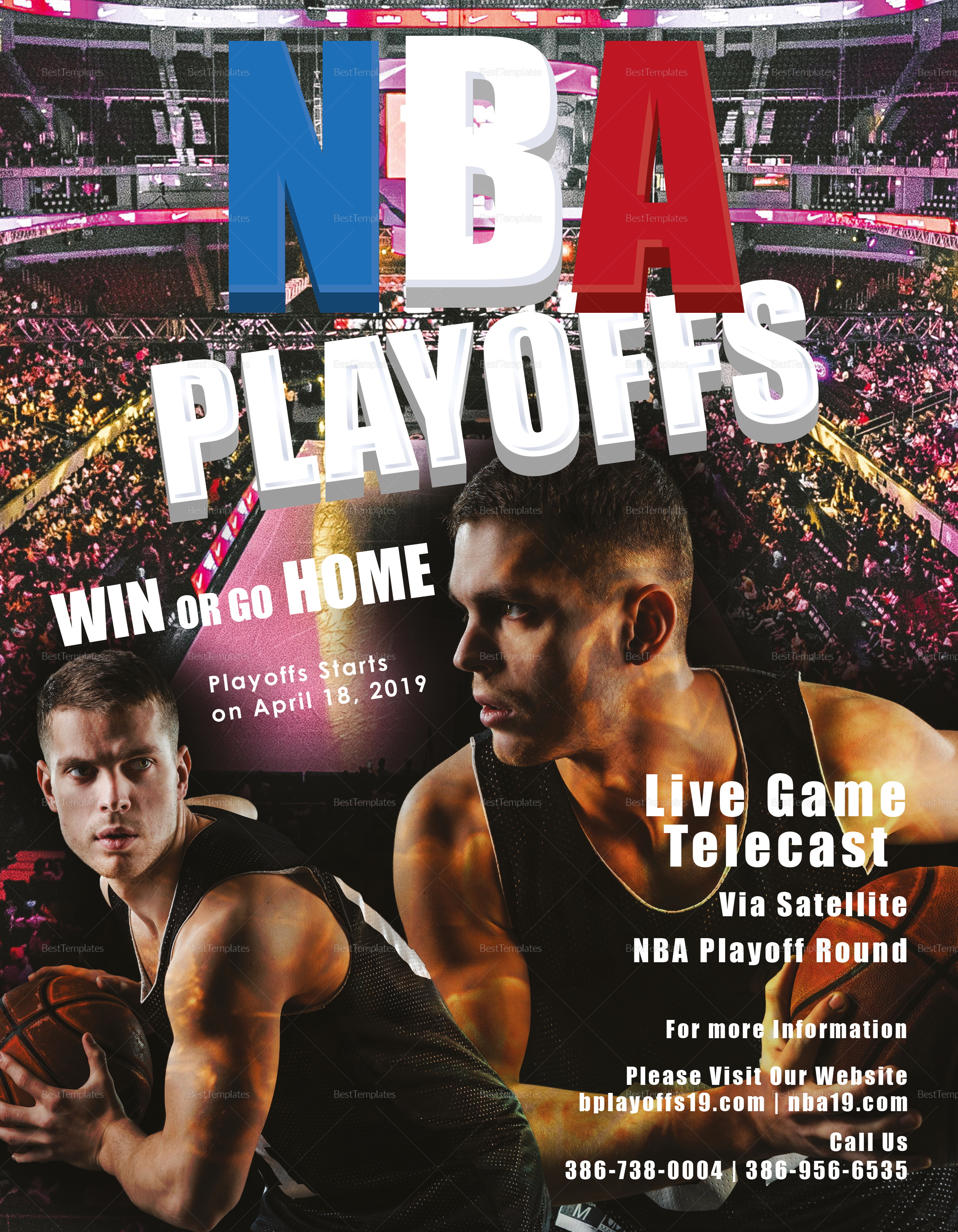 Basketball Playoff Flyer Design Template in PSD, Word, Publisher ...