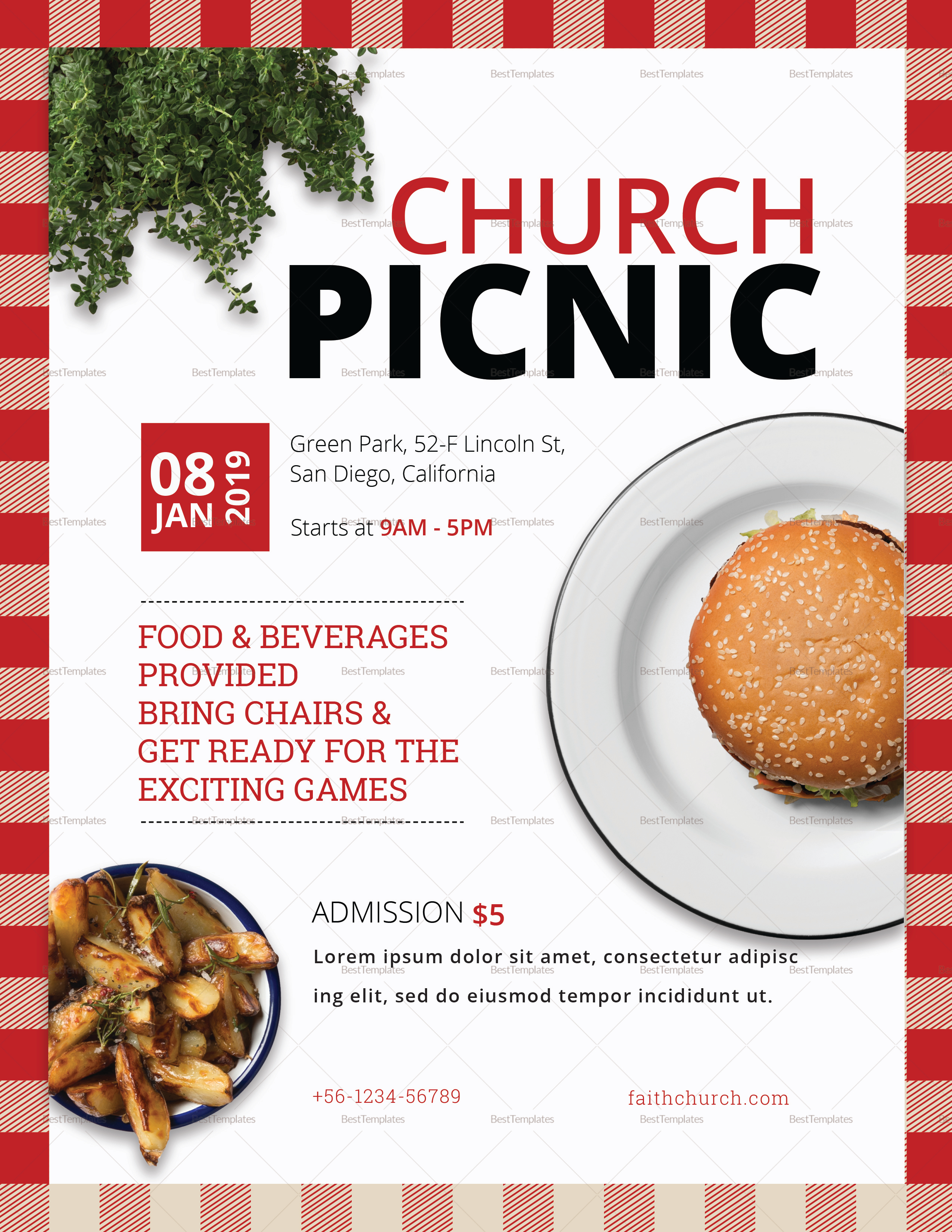 Church Picnic Flyer Design Template In PSD Word Publisher 