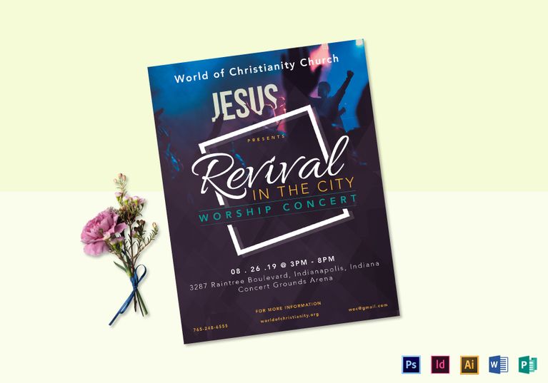 Revival Worship Concert Flyer Design Template in PSD, Word, Publisher