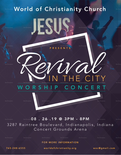 Revival Worship Concert Flyer Design Template in PSD, Word, Publisher ...