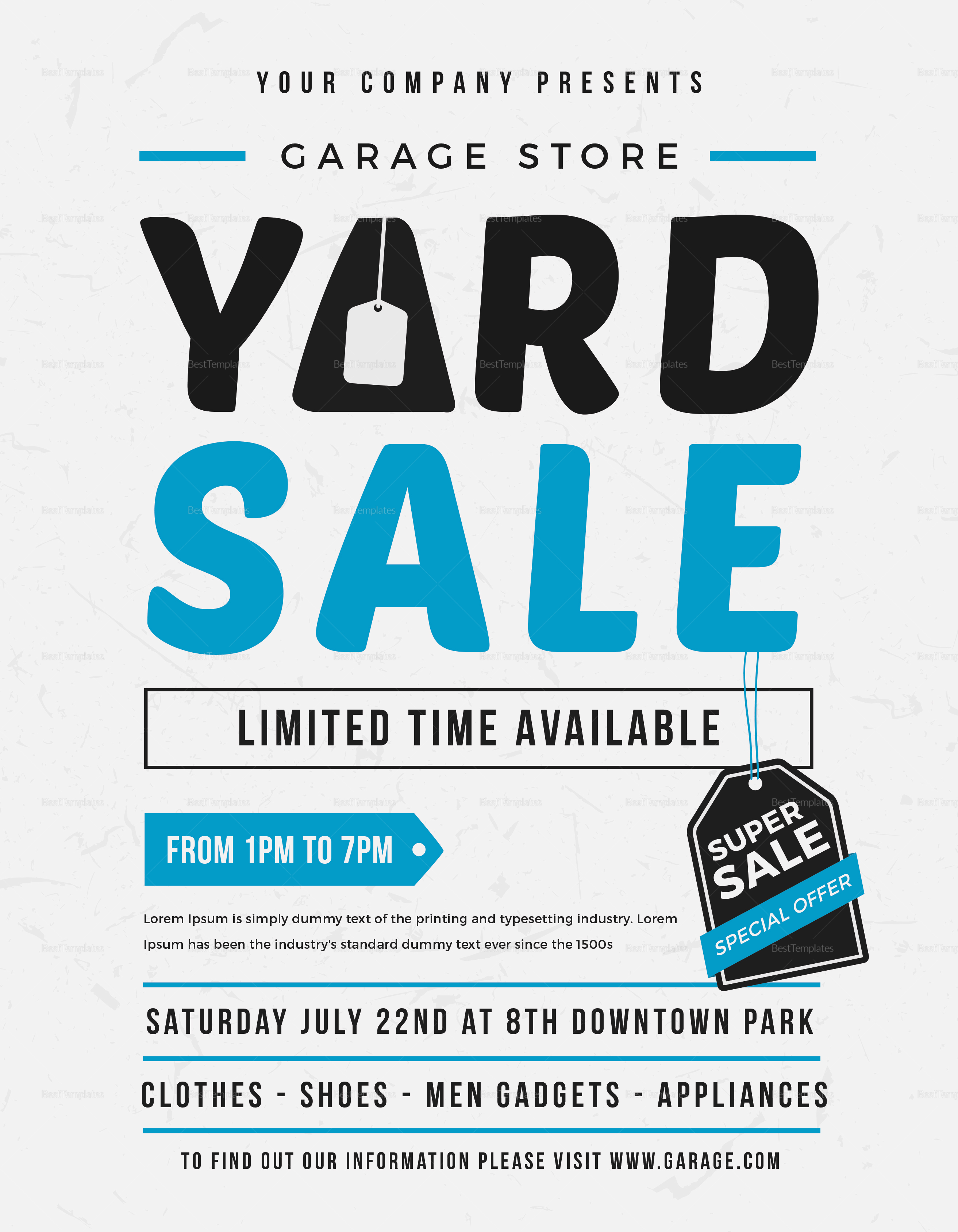 Unique Yard Sale Flyer Design Template in Word, PSD, Illustrator Within Garage Sale Flyer Template