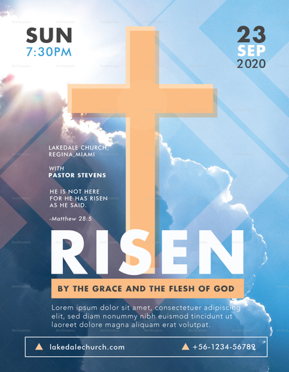 Risen Church Flyer Design Template in PSD, Word, Publisher, Illustrator ...