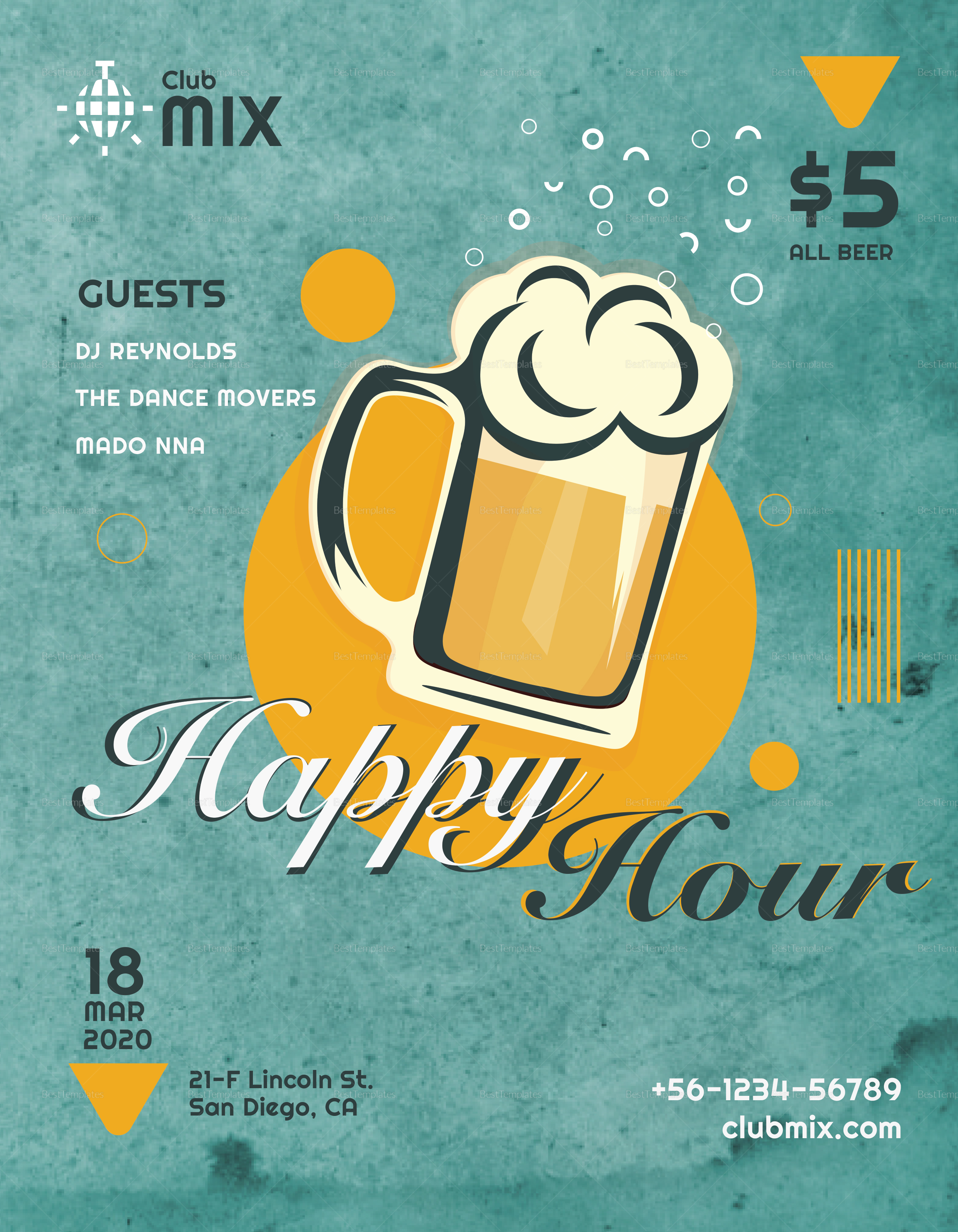 Vintage Happy Hour Flyer Template