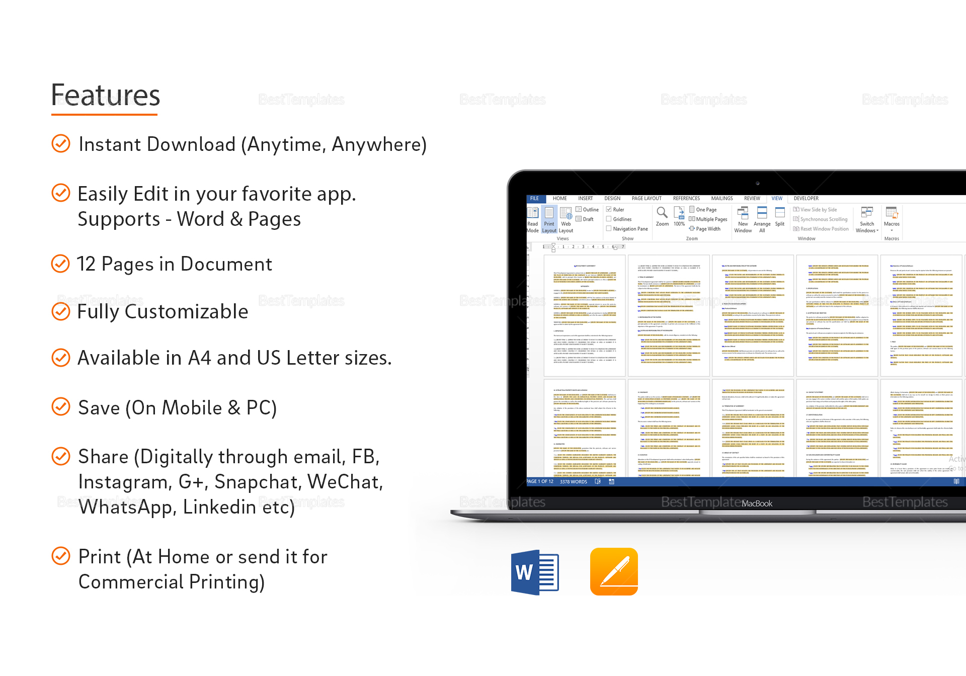 Printable IT Development Agreement