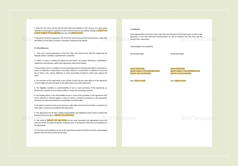 Standstill Agreement Template in Word, Apple Pages