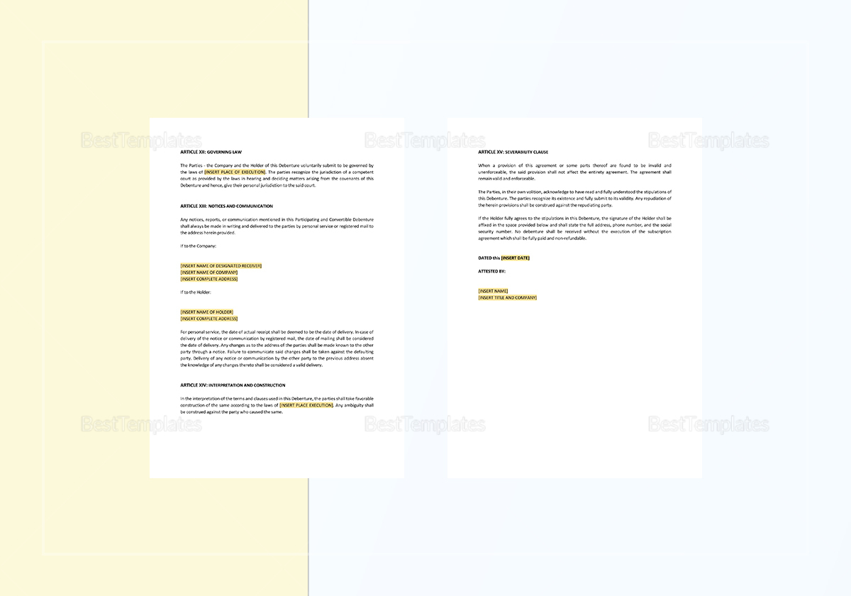 Sample Participating and Convertible Debenture