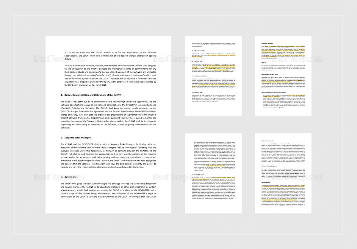 Development Agreement General Template In Word, Apple Pages