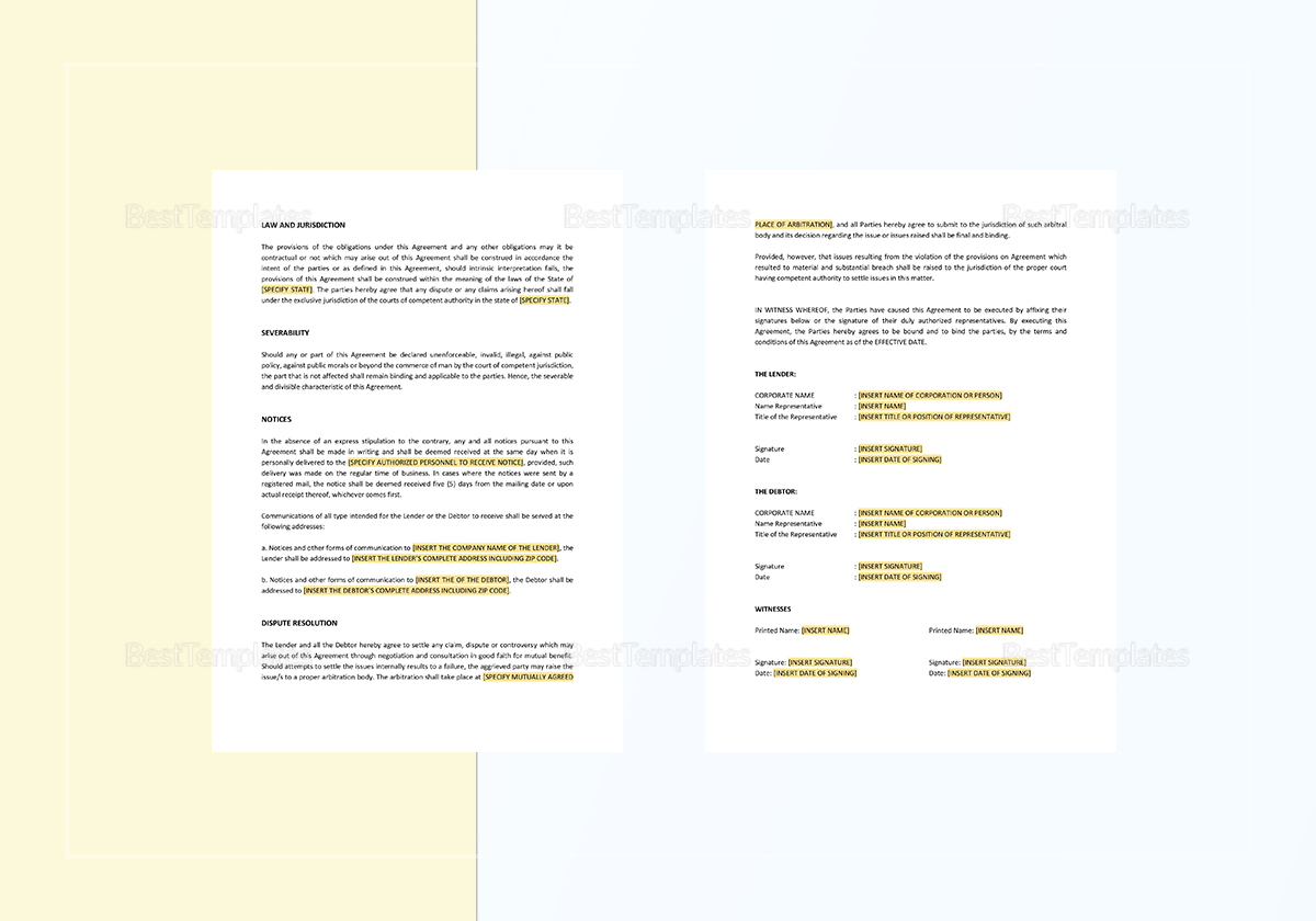 Sample Security Agreement and Promissory Note Template