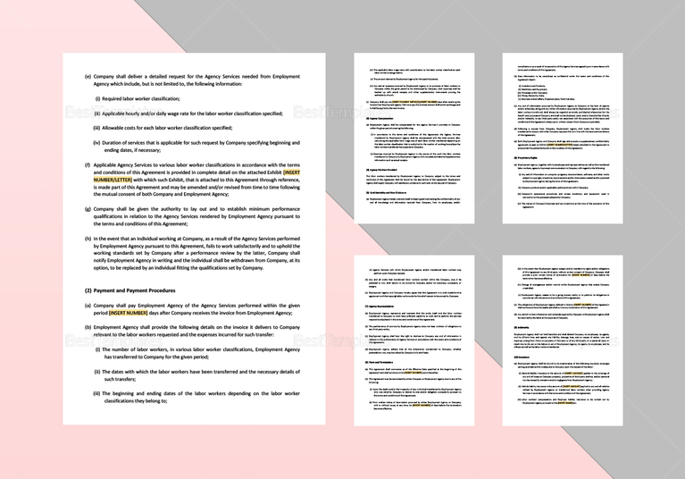 Employment Agency Agreement Template in Word, Apple Pages