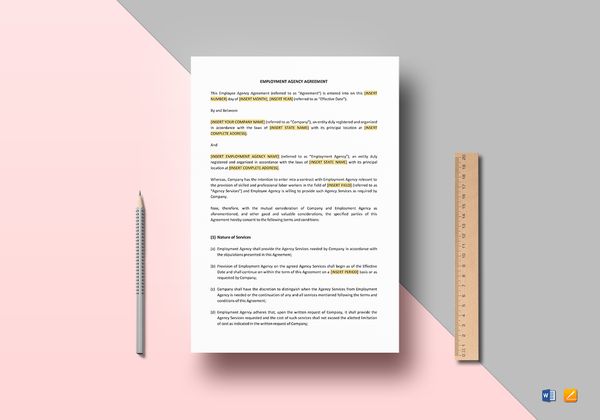 Employment Agency Agreement Template in Word, Apple Pages