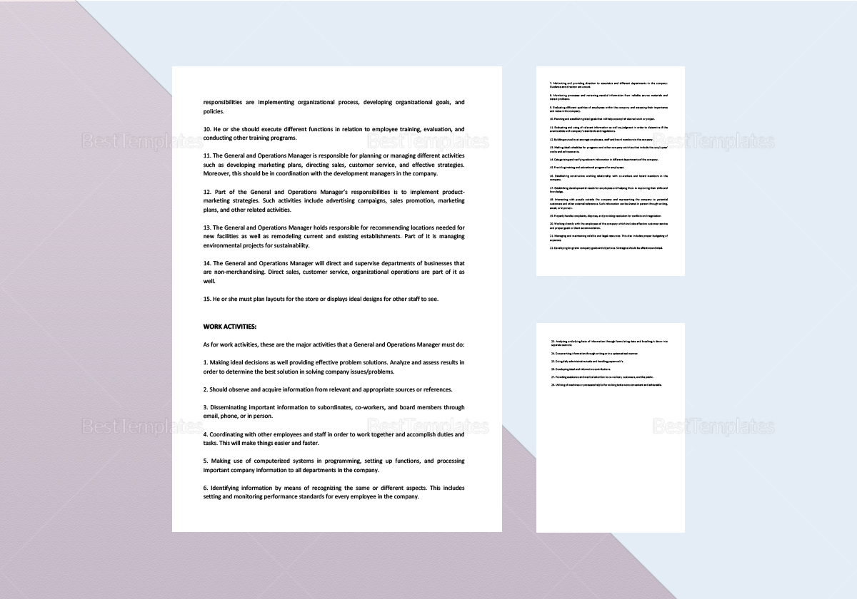 General And Operations Manager Job Description Template In Word Apple 