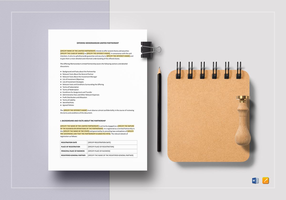 Offering Memorandum Limited Partnership Template