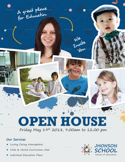 Kids Open House Flyer Design Template in PSD, Word, Publisher