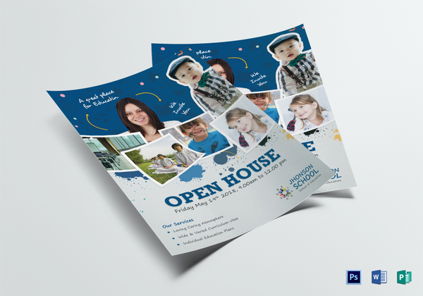 Kids Open House Flyer Design Template in PSD, Word, Publisher