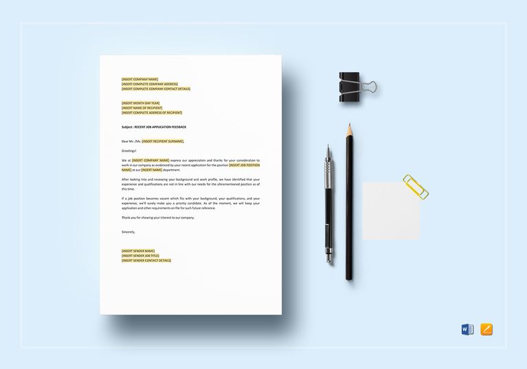 Negative Response Qualifications Template in Word, Apple Pages