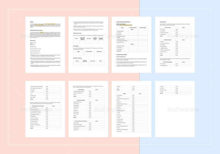 Event Budget Proposal Template in Word, Apple Pages