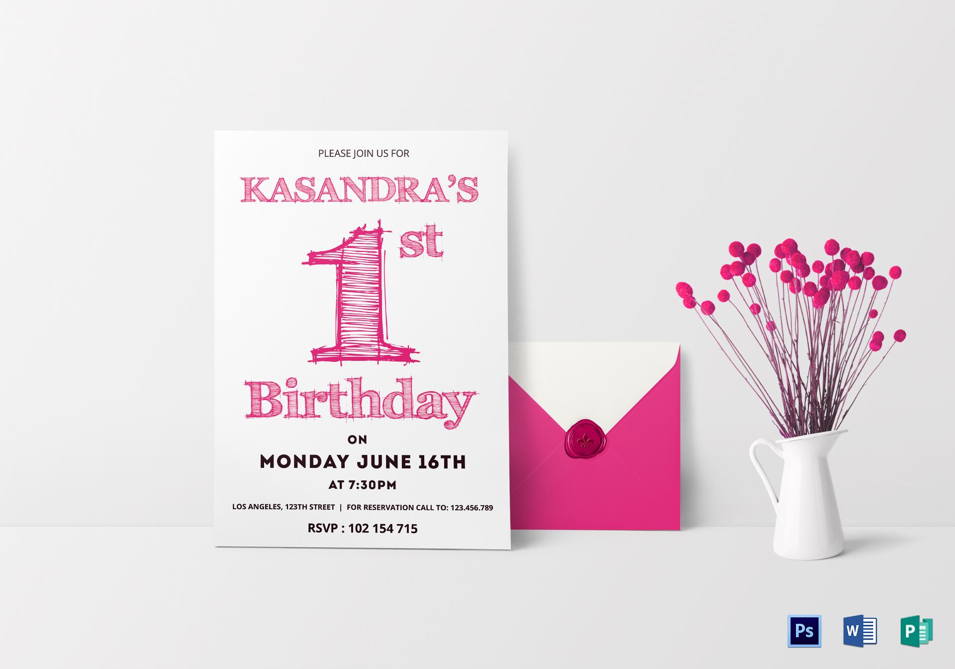 22st Birthday Party Invitation Card Design Template in Word, PSD