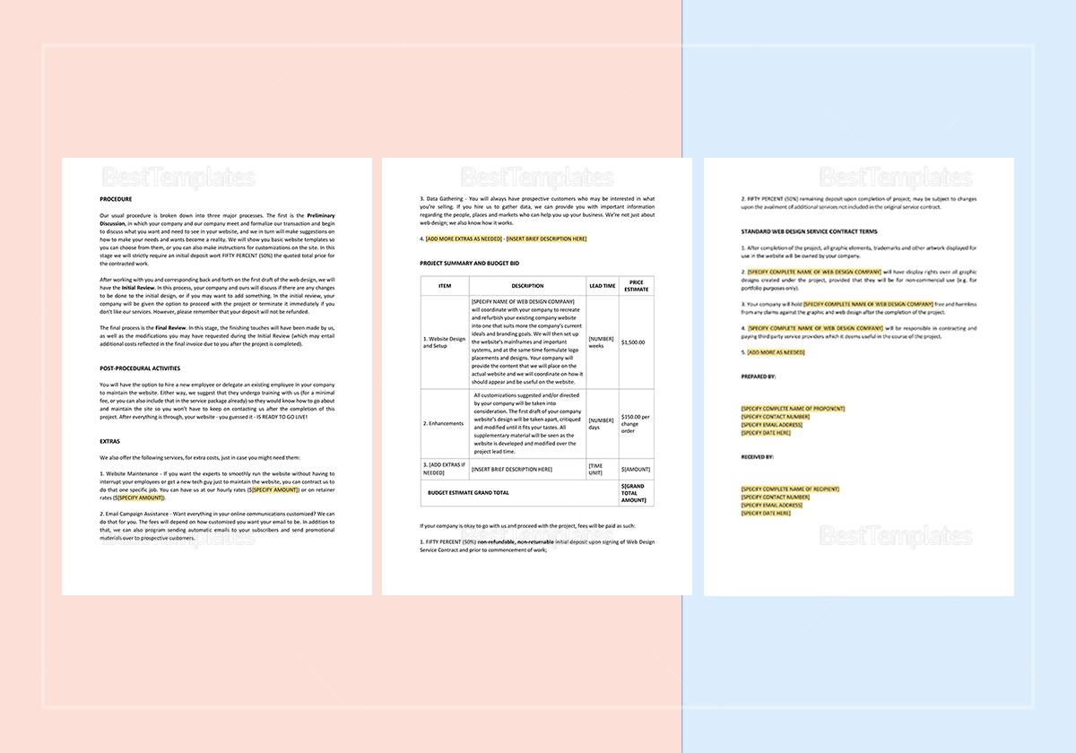 Sample Web Design Proposal Template