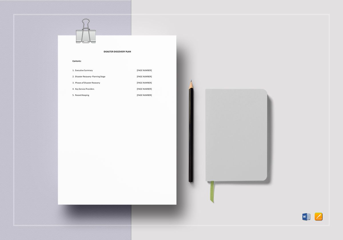 Disaster Recovery Plan Template In Word Apple Pages