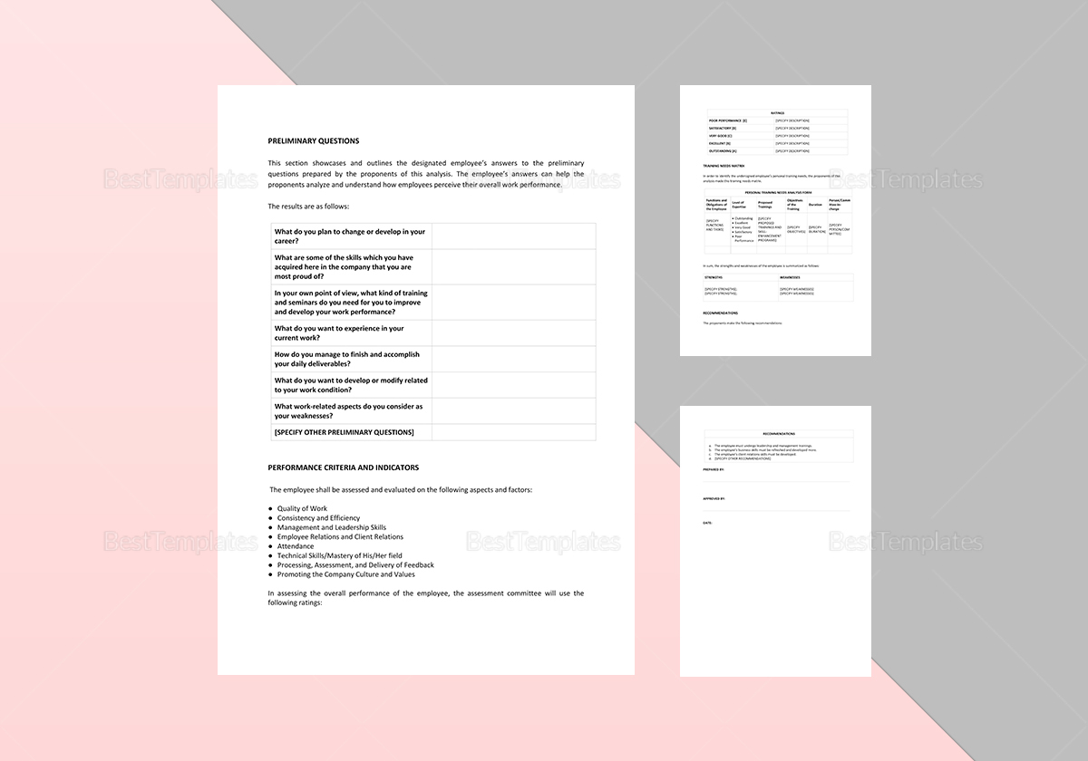 Personal Training Needs Analysis Template in Word, Apple Pages