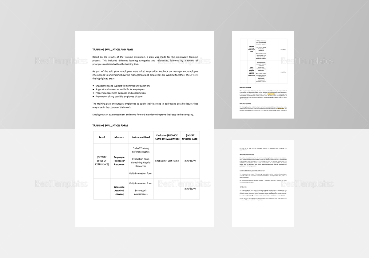 Training Evaluation Report Template in Word, Apple Pages Intended For Training Evaluation Report Template