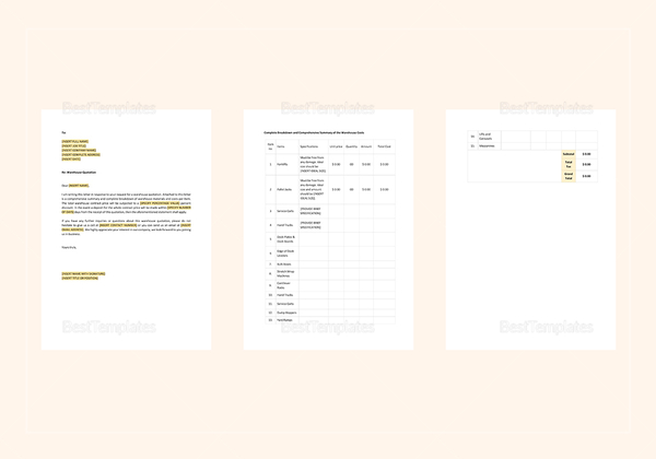 Warehouse Quotation Template in Word, Apple Pages