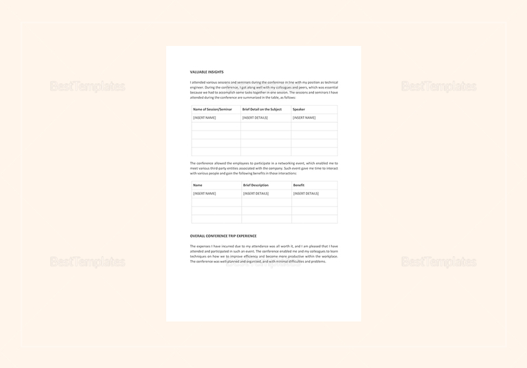 Conference Trip Report Template in Word, Apple Pages