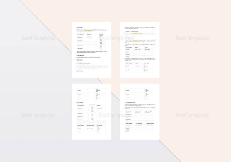 Audit Investigation Report Template in Word, Apple Pages