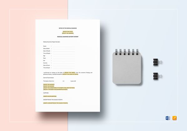 Autopsy Report Template in Word, Apple Pages