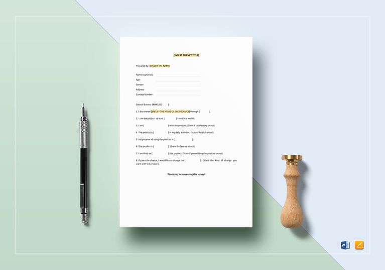 Blank Survey Template in Word, Apple Pages