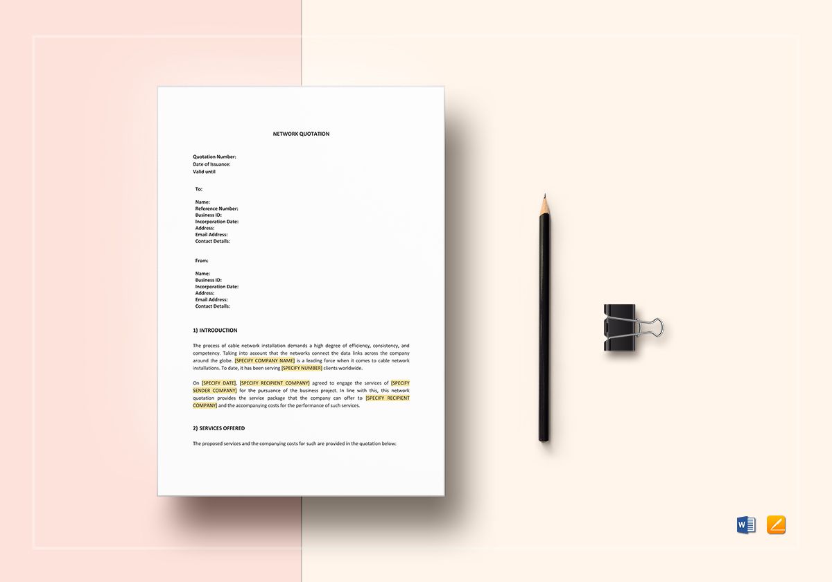 Network Quotation Template