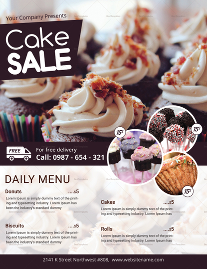 Cake Sale Flyer Design Template in PSD, Word, Publisher