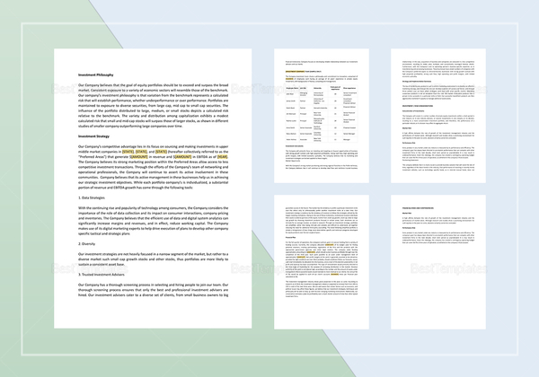 Private Equity Investment Memo Template in Word, Apple Pages