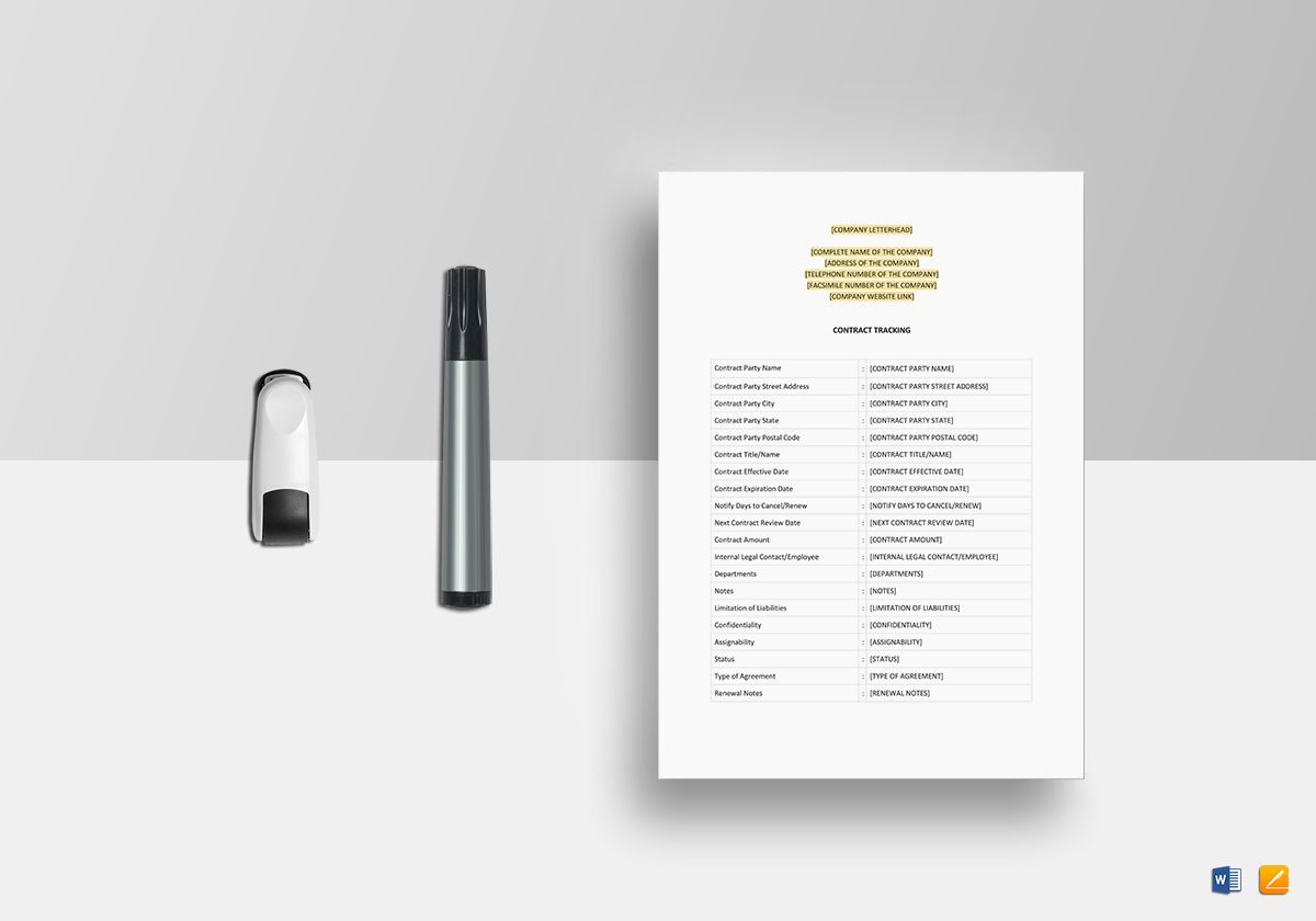Contract Tracking Template