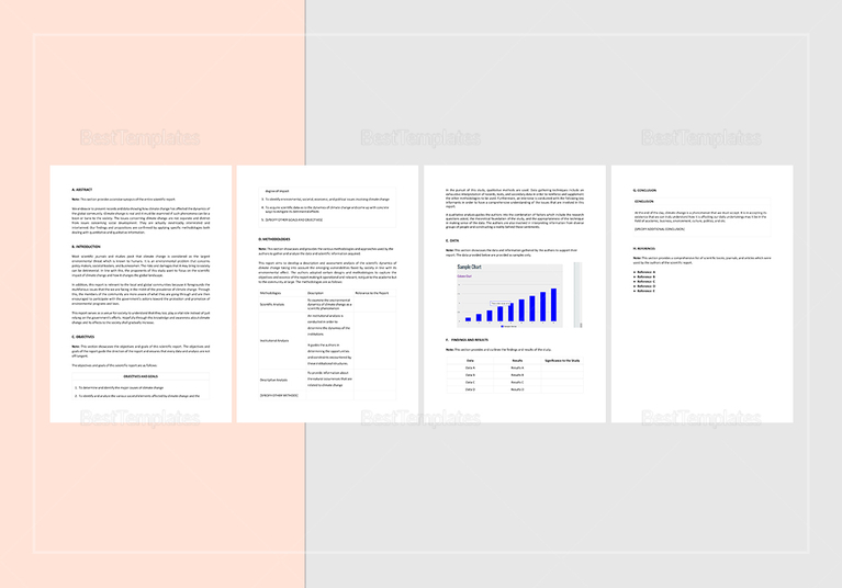 Scientific Report Template in Word, Apple Pages